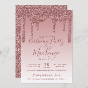 Invitation Rose Gold Sparkle Parties scintillant Drives Chaqu