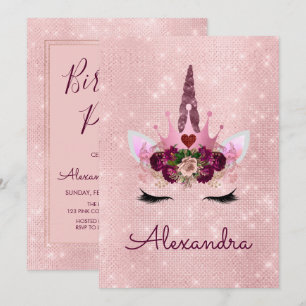 Invitation Rose Gold Sparkle Parties scintillant Fille fête d