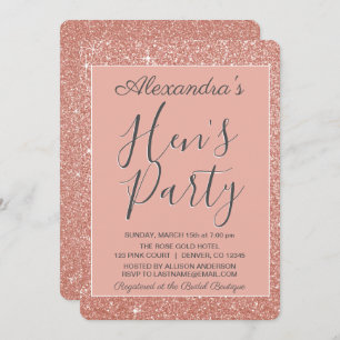 Invitation Rose Gold Sparkle Parties scintillant Hen's Party