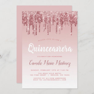 Invitation Rose Gold Sparkle Parties scintillant Quinceanera 