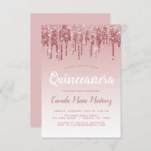 Invitation Rose Gold Sparkle Parties scintillant Quinceanera 