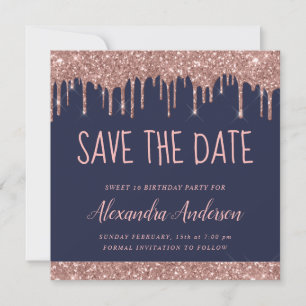 Invitation Rose Gold Sparkle Parties scintillant Sweet 16 Enr