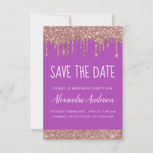 Invitation Rose Gold Sparkle Parties scintillant Sweet 16 Enr