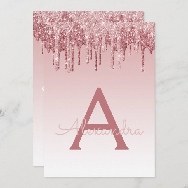 Invitation Rose Gold Sparkle Parties scintillant Sweet sixtee (Devant / Derrière)