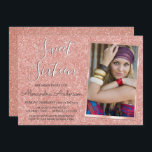 Invitation Rose Gold Sparkle Parties scintillant Sweet sixtee<br><div class="desc">Rose Gold Sparkle Parties scintillant Sweet sixteen fête d'anniversaire Invitation. Cette invitation est parfaite pour la Parties scintillant Gold Sparkle Rose Sweet 16 Anniversaire à la recherche de célébrer dans Rose Rose Gold. La Carte Rose Rose Gold peut être personnalisée et mise à jour avec vos détails de fête, nom...</div>