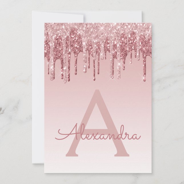 Invitation Rose Gold Sparkle Parties scintillant Sweet sixtee (Devant)