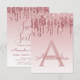 Invitation Rose Gold Sparkle Parties scintillant Sweet sixtee