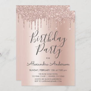 Invitation Rose Gold Sparkle Parties scintillant Tout âge Ann