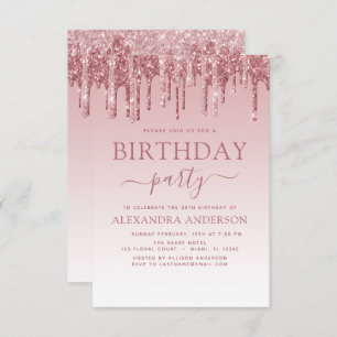 Invitation Rose Gold Sparkle Parties scintillant Tout âge Ann