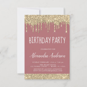 Invitation Rose Gold Sparkle Parties scintillant Tout âge Ann