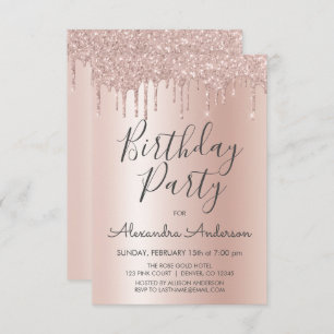 Invitation Rose Gold Sparkle Parties scintillant Tout âge Ann