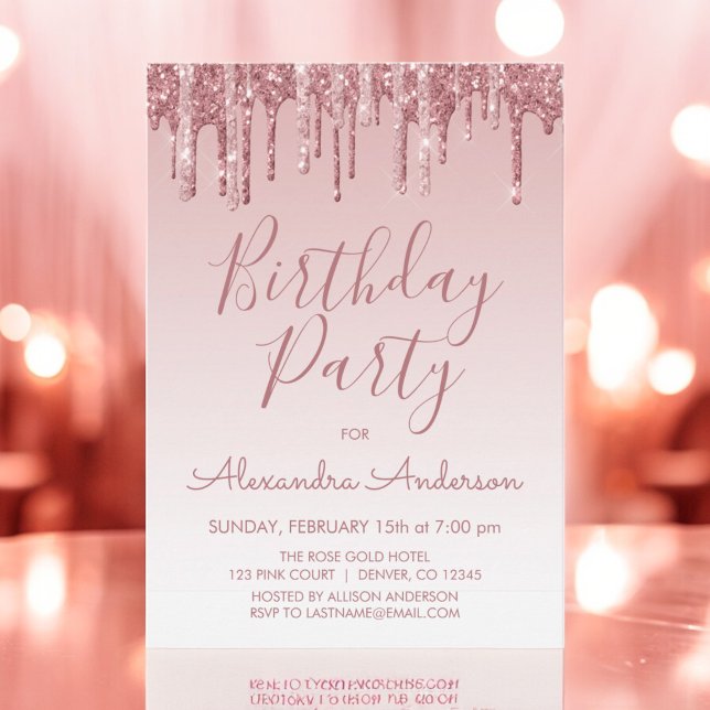 Invitation Rose Gold Sparkle Parties scintillant Tout âge Ann (Créateur téléchargé)