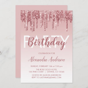 Invitation Rose Gold Sparkle Parties scintillant Tout âge Ann