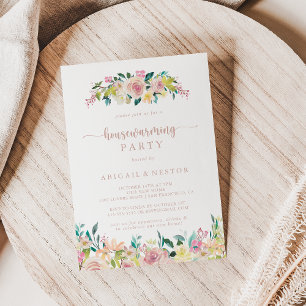 Invitation Rose Gold Spring Florale Fête de chauffage domesti