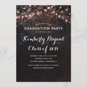 Invitation Rose Gold String Lights Graduation Party