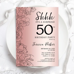 Invitation Rose Gold Surprise 50e anniversaire