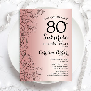 Invitation Rose Gold Surprise 80e fête d'anniversaire
