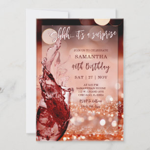 Invitation Rose Gold Surprise fête d'anniversaire