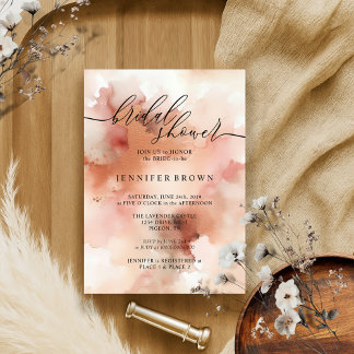 Invitation Rose Gold Tons Terreaux Aquarelle Mariage Nuptial