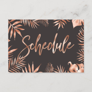 Invitation Rose Gold Tropical Palm Feuille Mariage Horaire