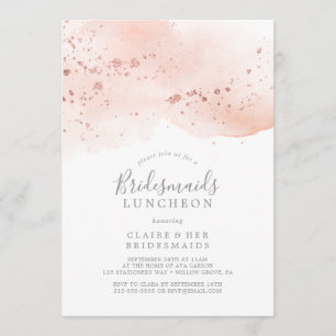 Invitation Rose Gold Watercolor Bridesservantes Déjeuner