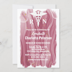 Invitation Rose Gold Watercolor Nurse Graduation Party 