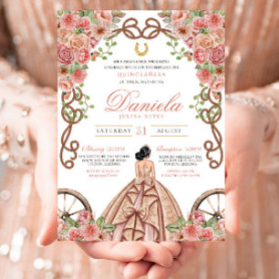 Invitation Rose Gold Western Charro Ranch Rustique Quinceañer