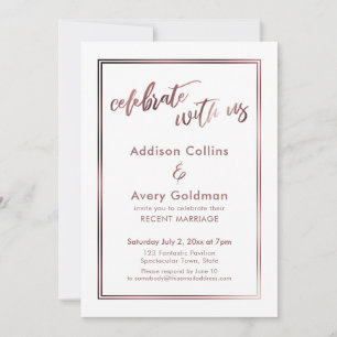 Invitation Rose Gold & White Célébrez avec nous Typographie