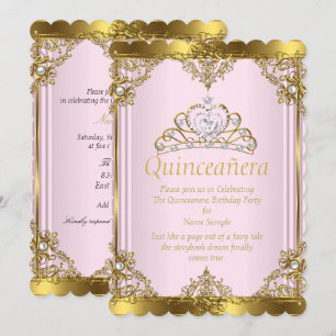 Invitation Rose Gold White Pearl Princess Quinceanera 2