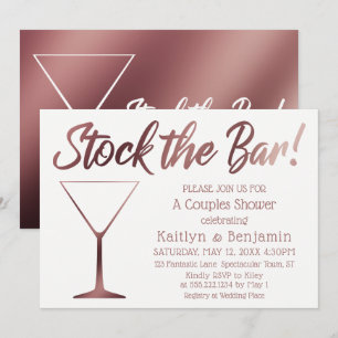 Invitation Rose Gold & White Stock le Bar Couples Douche