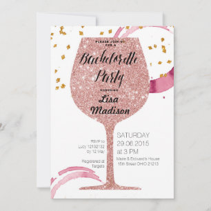 Invitation Rose Gold Wine Bachelorette Party