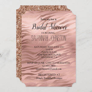 Invitation Rose Gold Zebra Print