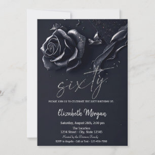 Invitation Rose gothique bleu foncé 60e anniversaire 