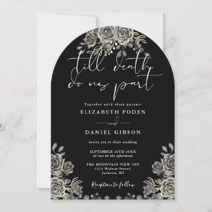 Invitation Rose gothique noir et blanc Mariage d'arc floral