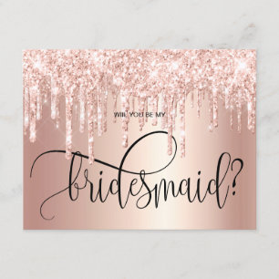 Invitation Rose gouttes de parties scintillant d'or serez-vou