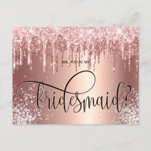 Invitation Rose gouttes de parties scintillant d'or serez-vou