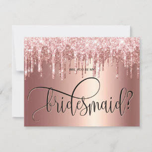 Invitation Rose gouttes de parties scintillant d'or serez-vou