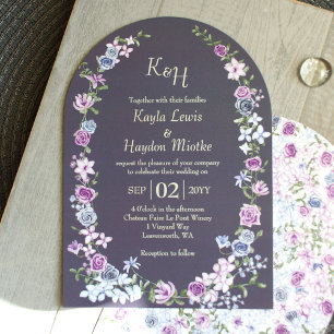 Invitation Rose gris violet  Jardin Arches Mariage de canopée