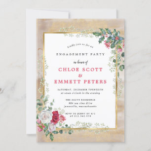 Invitation Rose Holly Gold