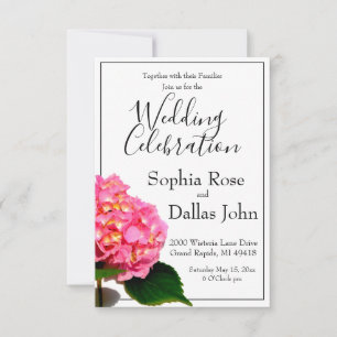 Invitation Rose Hydrangea rose fleurs rose rose rose Mariage
