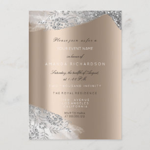 Invitation Rose Ivoire Beige Blanc Douce 16ème Mariage Argent