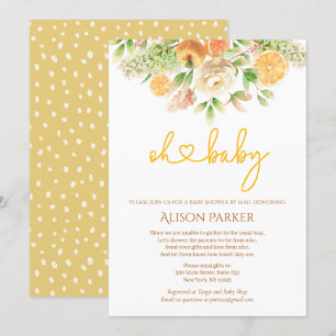 Invitation Rose jaune agrumes Floral fille Baby shower par co
