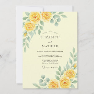 Invitation Rose Jaune Beurre Mariage