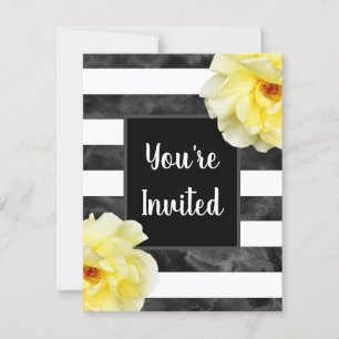 Invitation Rose jaune, Blancs d'aquarelle noire