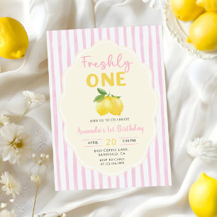 Invitation Rose Jaune Citron Fraîchement Un 1er Anniversaire