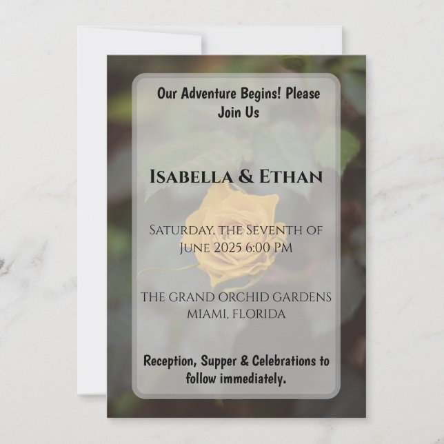 Invitation Rose jaune simple romantique Mariage de jardin som (Devant)