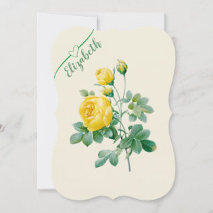 Invitation Rose jaune vintage art fin
