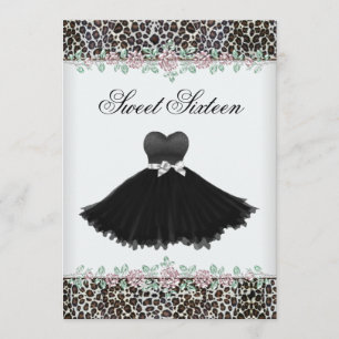 Invitation Rose léopard Sweet sixteen fête d'anniversaire