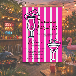 Invitation Rose L'été où j'ai eu 13 ans Mocktail Anniversaire