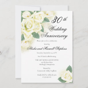 Invitation Rose   Lily  Floral 75e anniversaire de mariage